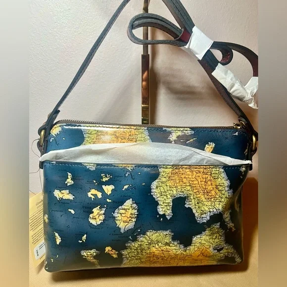 Patricia Nash Avellino Crossbody Leather Bag Front Pocket Greek Map NWT - Picture 3 of 8